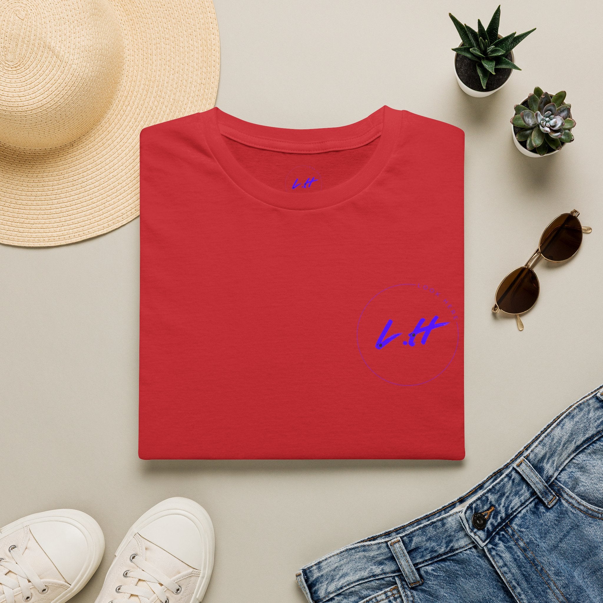 Minimal 'L.H' Signature Tee — Casual Chest Logo T-Shirt