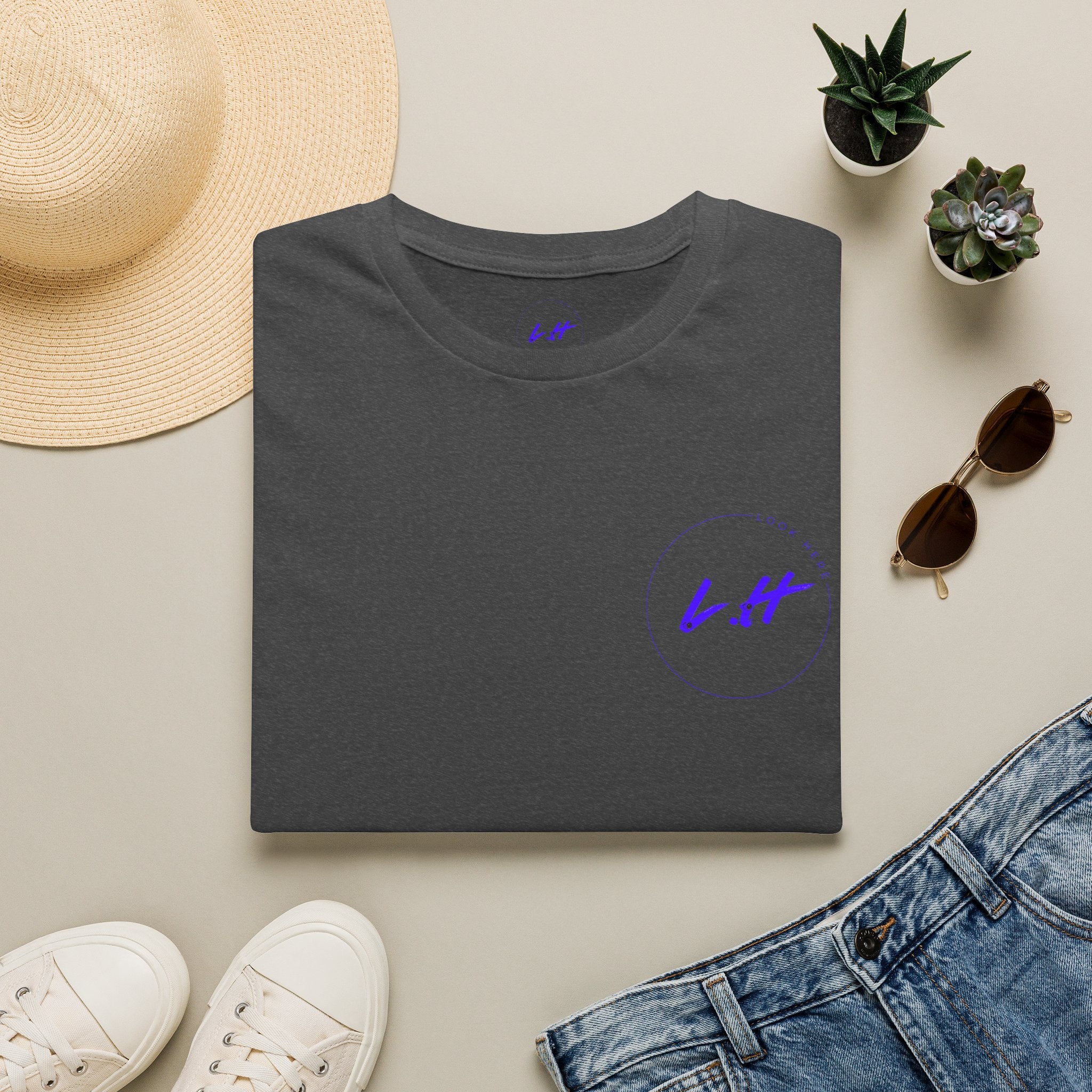 Minimal 'L.H' Signature Tee — Casual Chest Logo T-Shirt