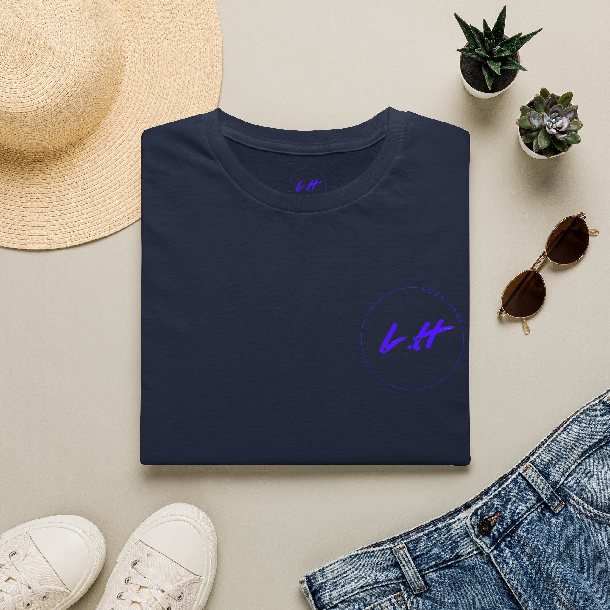 Minimal 'L.H' Signature Tee — Casual Chest Logo T-Shirt