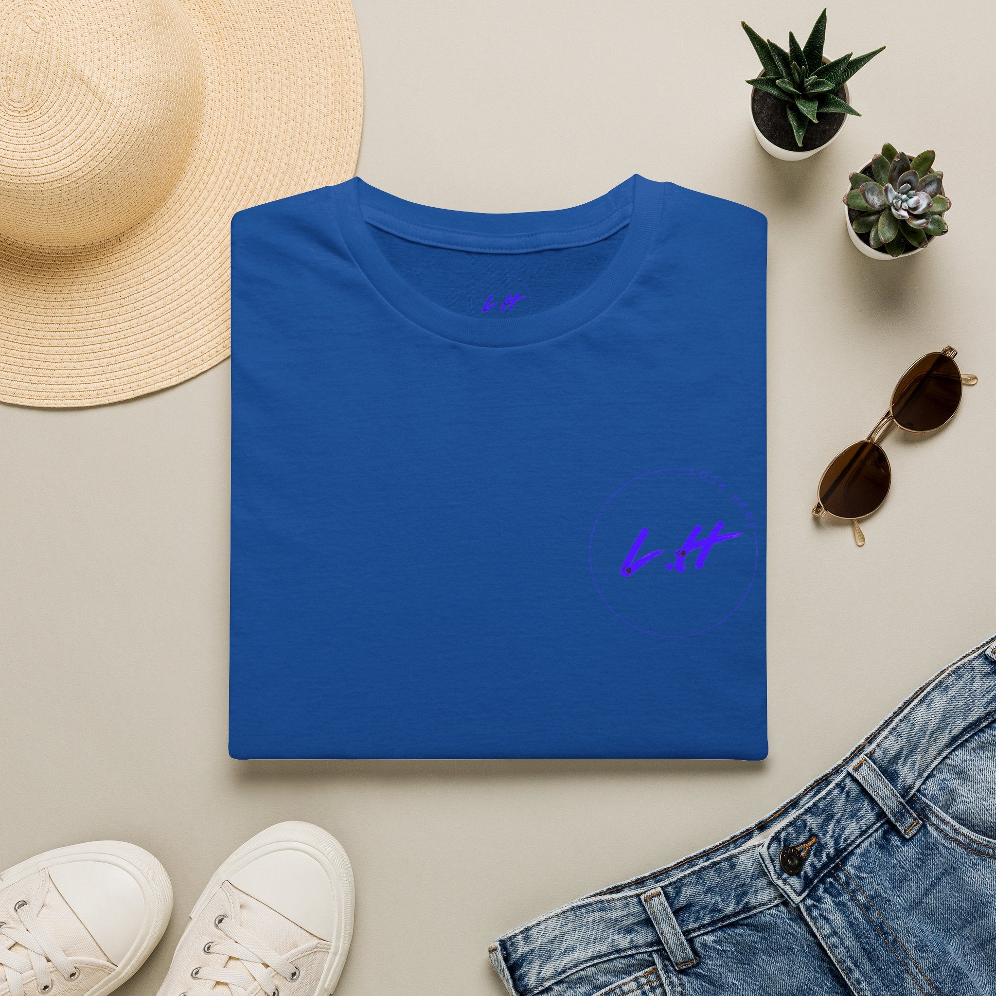 Minimal 'L.H' Signature Tee — Casual Chest Logo T-Shirt