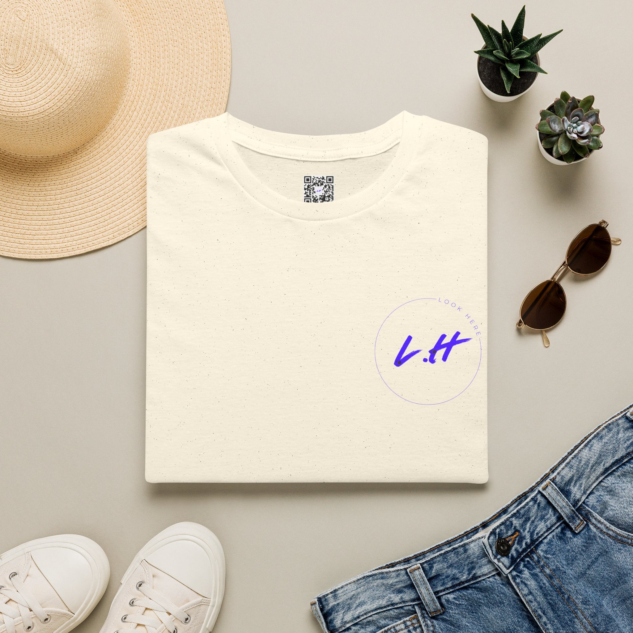 Minimal 'L.H' Signature Tee — Casual Chest Logo T-Shirt