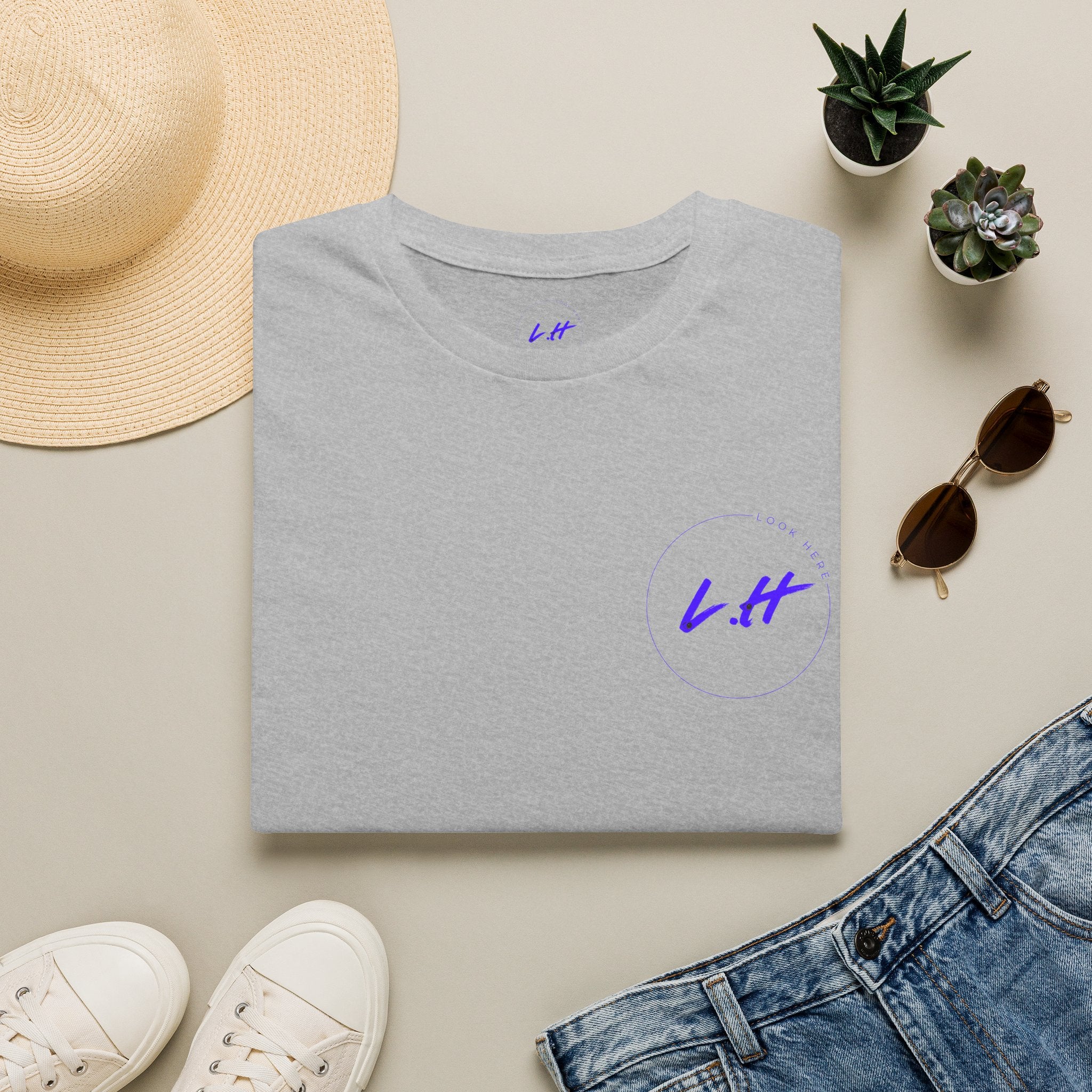 Minimal 'L.H' Signature Tee — Casual Chest Logo T-Shirt