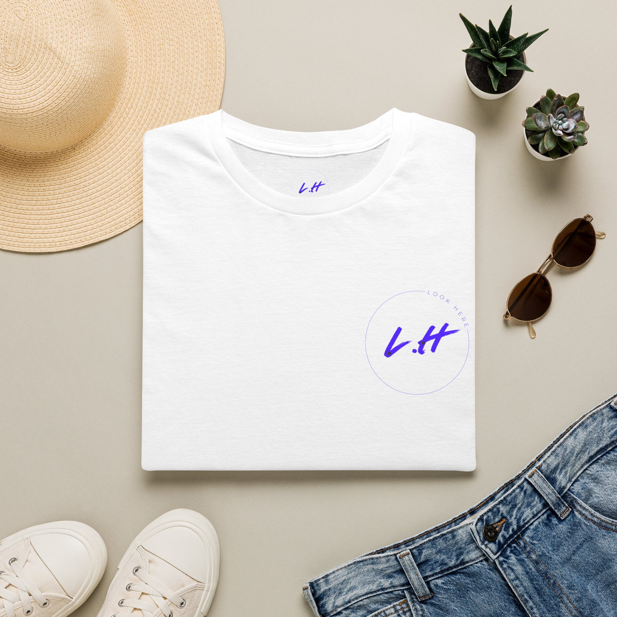 Minimal 'L.H' Signature Tee — Casual Chest Logo T-Shirt