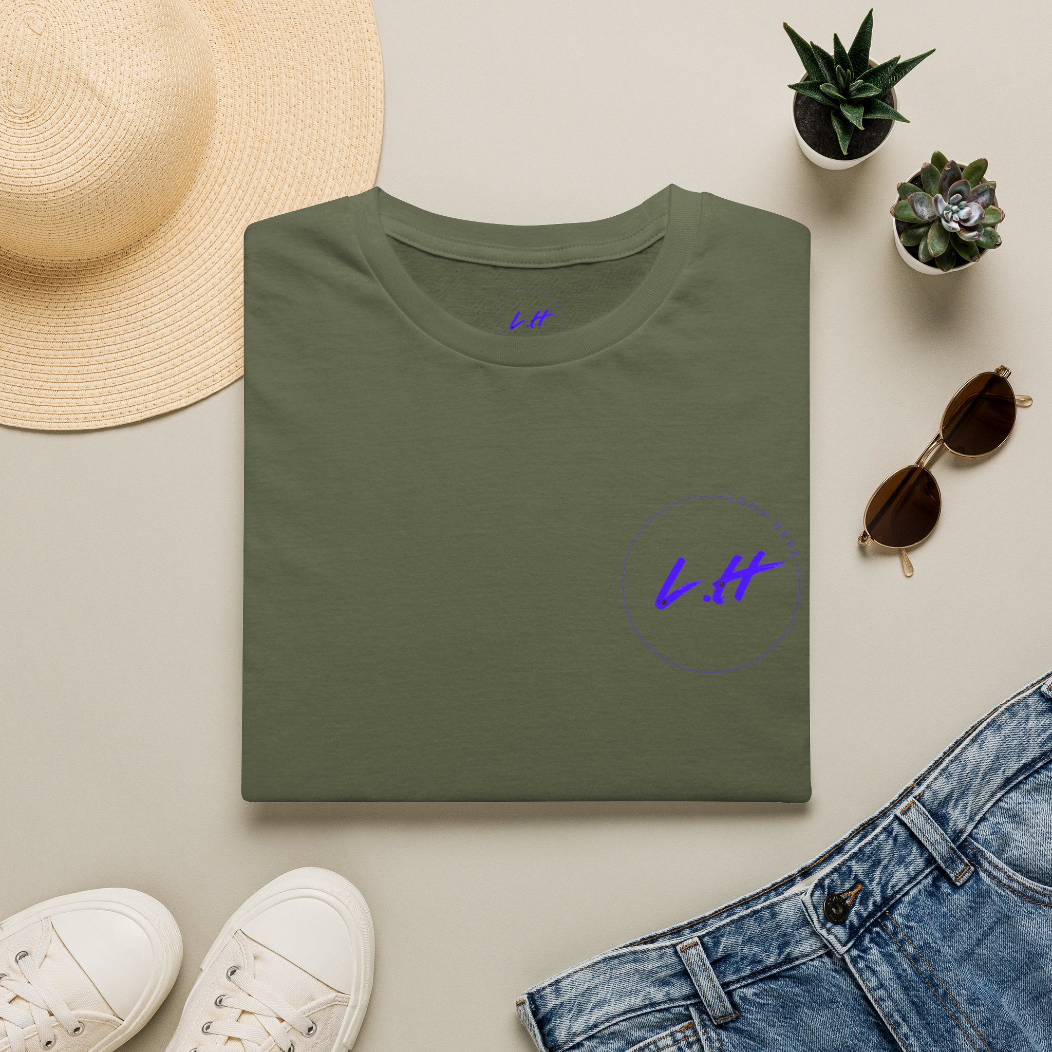 Minimal 'L.H' Signature Tee — Casual Chest Logo T-Shirt
