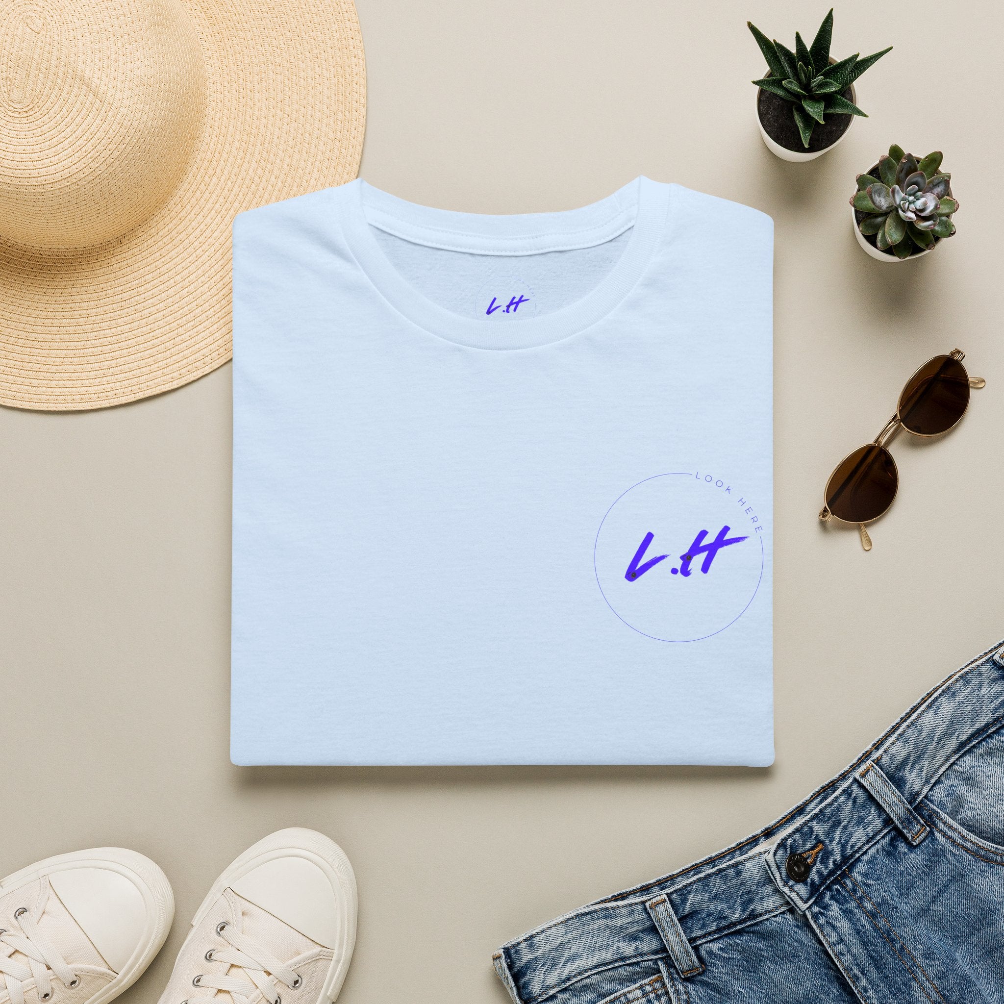 Minimal 'L.H' Signature Tee — Casual Chest Logo T-Shirt