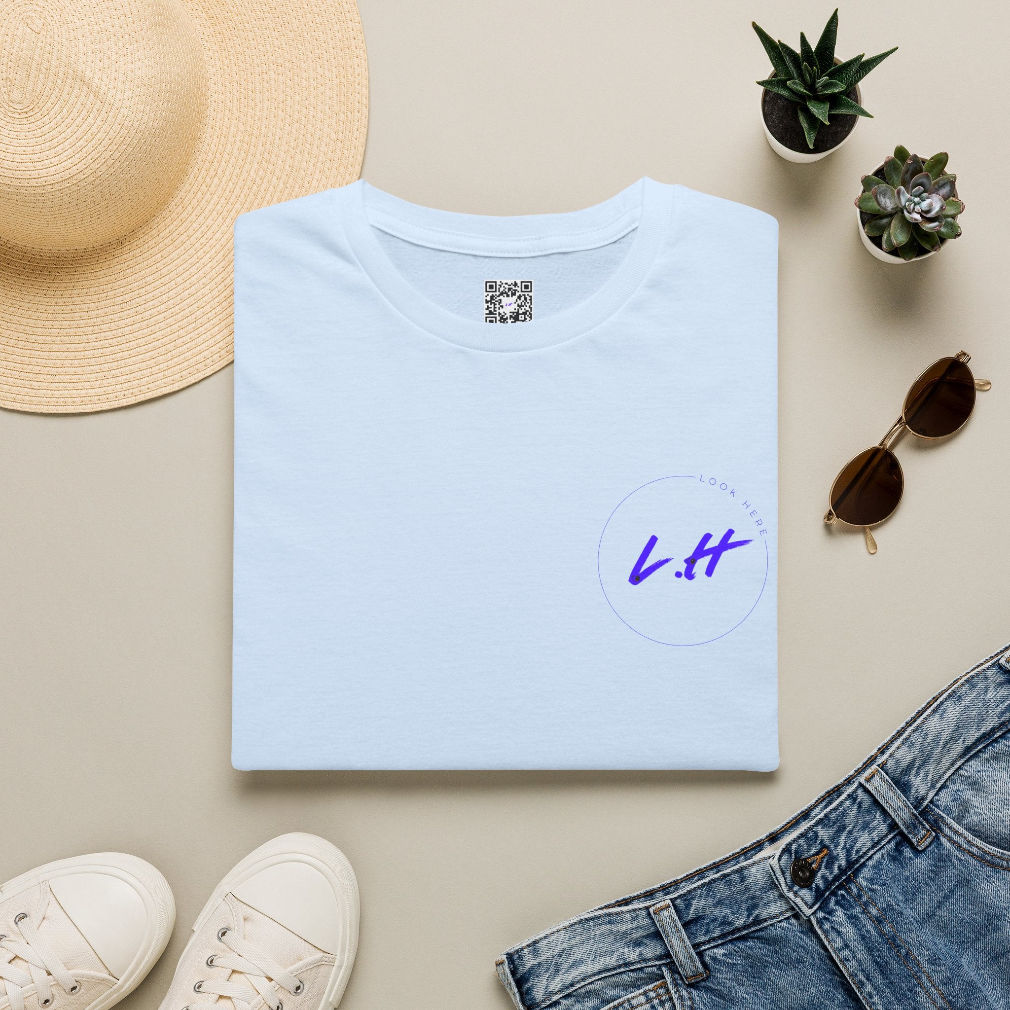 Minimal 'L.H' Signature Tee — Casual Chest Logo T-Shirt