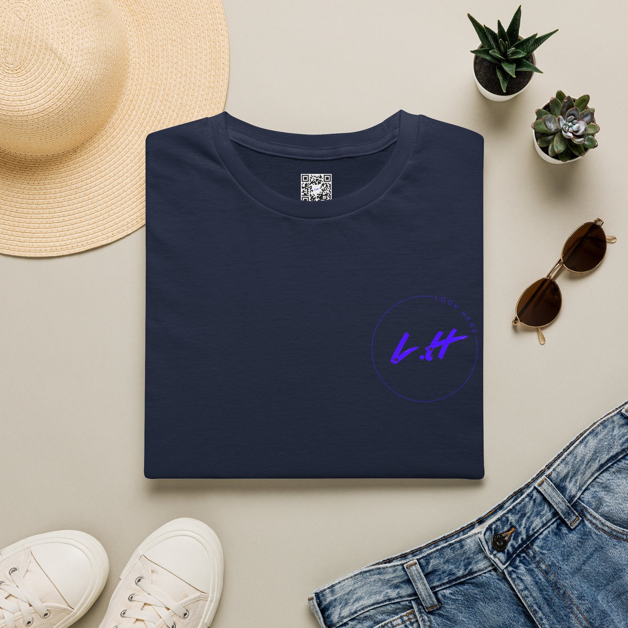 Minimal 'L.H' Signature Tee — Casual Chest Logo T-Shirt