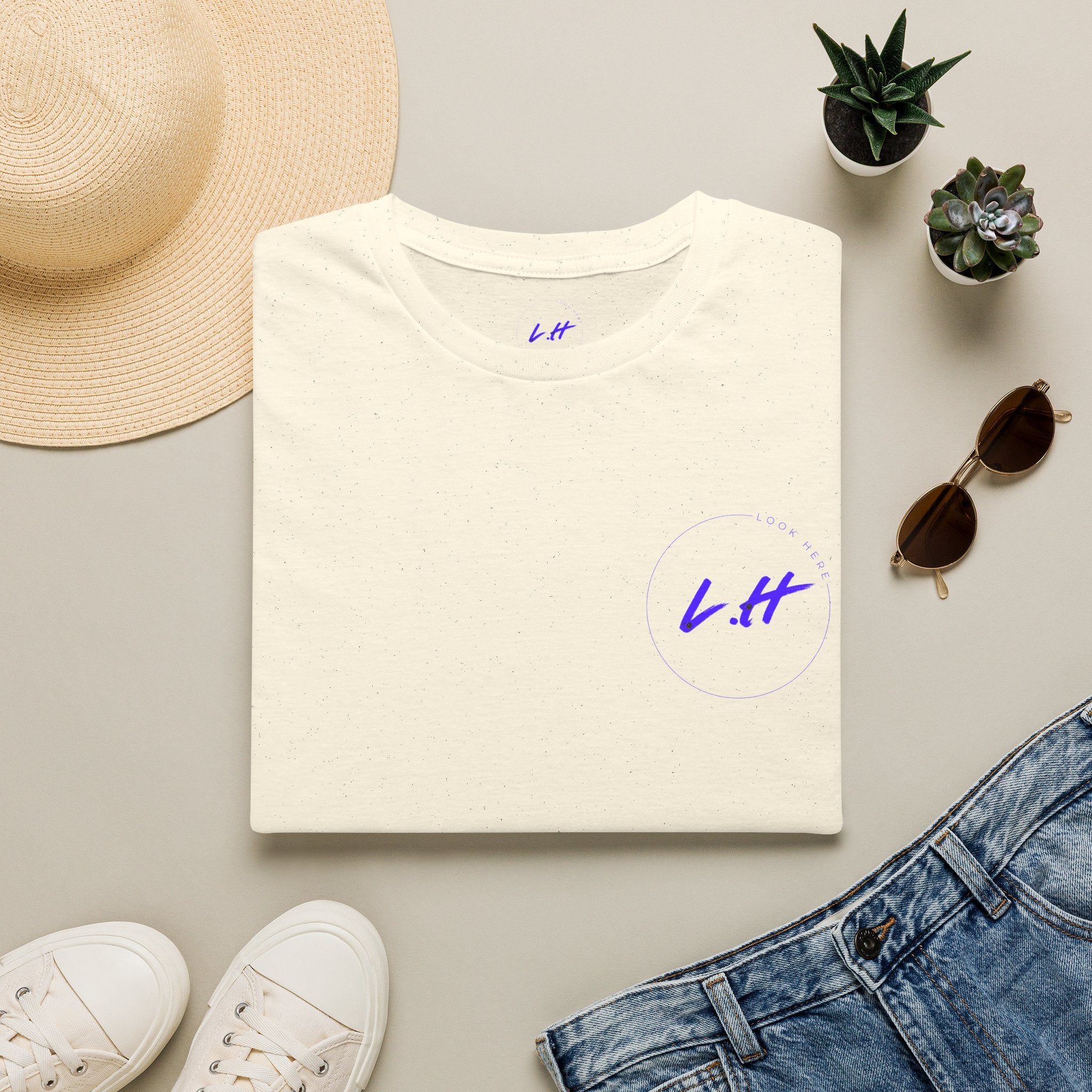 Minimal 'L.H' Signature Tee — Casual Chest Logo T-Shirt